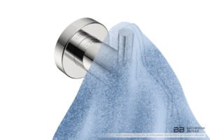 Robe Hook Single 4810 showing artists impression with a towel