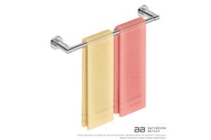 Single Towel Bar 430mm/17inch 8270 with artists impression of two double folded hand towels - Bathroom Butler