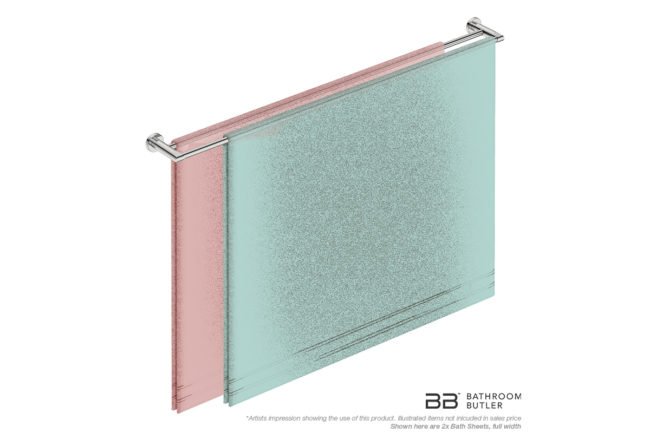 Double Towel Bar 1100mm 8288 with artists impression of two full width bath sheets - Bathroom Butler