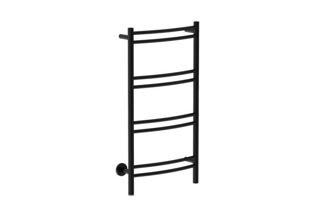 Natural 8 Bar 500mm Heated Towel Rack Curved with PTSelect Switch - 230V in Matt Black - Bathroom Butler heated towel rails