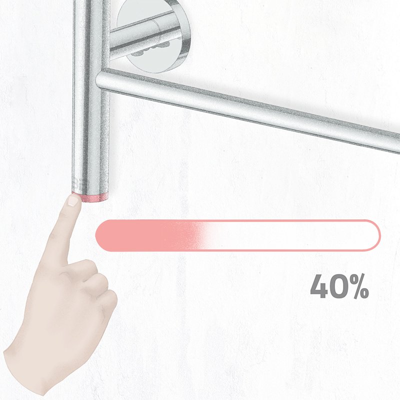 PTSelect Switch in 40 percent minimum position for heated towel rails