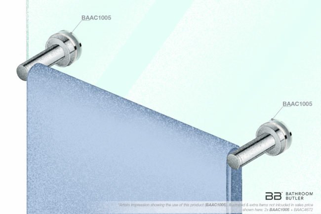 Illustration showing two glass mounting 1005 with 4672 towel rail