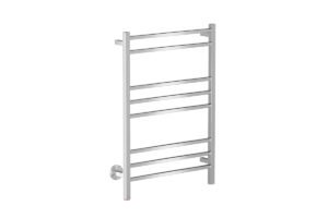 Cubic 8 Bar 650mm Heated Towel Rack with PTSelect Switch - 230V in Brushed Stainless Steel - Bathroom Butler heated towel rails