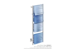 Natural 15 Bar 17inch Heated Towel Rack Straight with PTSelect Switch showing artists impression of four folded bath towels - Bathroom Butler