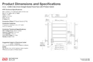 Specifications and Dimensions for CUBIC 6 Bar 21in-STR-PTS