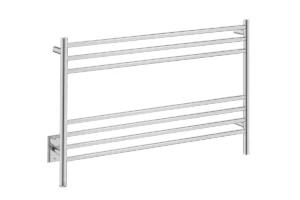 Natural 7 Bar 43inch Heated Towel Rack Straight with PTSelect Switch - 120V in Polished Stainless Steel - Bathroom Butler