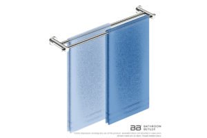 Single Towel Bar 650mm 4882 with artists impression of two single folded bath towels - Bathroom Butler