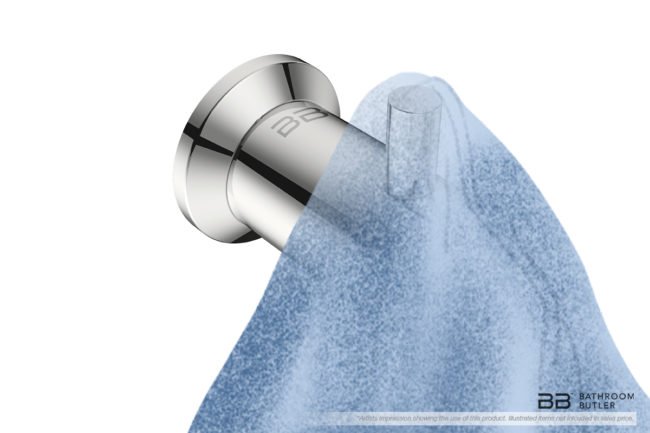 Single Robe Hook 5610 with artists impression of a towel - Bathroom Butler