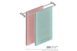 Double Towel Bar 800mm 5685 with artists impression of two single folded bath sheets - Bathroom Butler