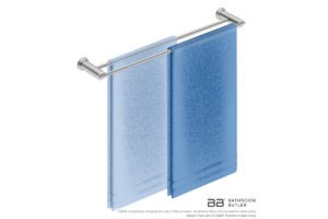 Double Towel Bar 650mm 5882 with artists impression of two single folded bath towels - Bathroom Butler