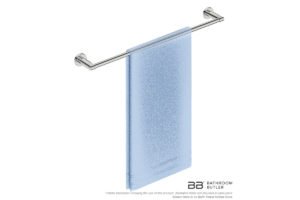 Single Towel Bar 650mm 8272 with artists impression of one single folded bath towel - Bathroom Butler