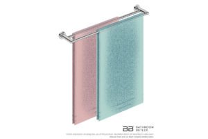 Double Towel Bar 650mm 8282 with artists impression of two single folded bath sheets - Bathroom Butler