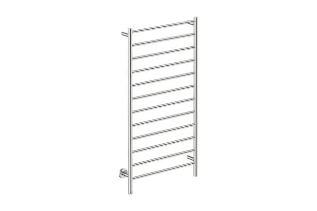 Natural 12 Bar 650mm Heated Towel Rack Straight with PTSelect Switch - 230V in Polished Stainless Steel - Bathroom Butler heated towel rails